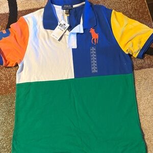 Color Block Polo Shirt with BIG PONY Logo